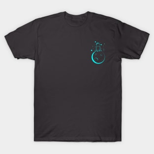 Cyan Astronaut Sitting On The Moon T-Shirt